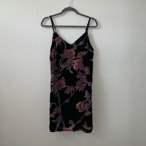 Floral black velvet dress